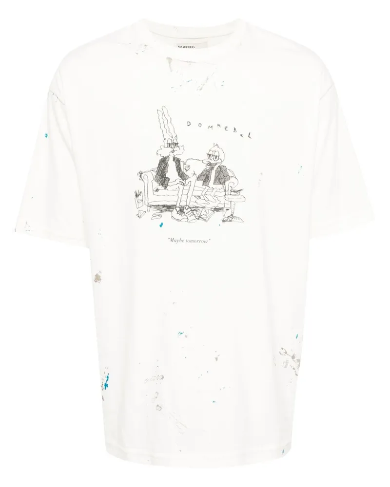 DOMREBEL Scuff Tomorrow T-Shirt mit Cartoon-Print Nude