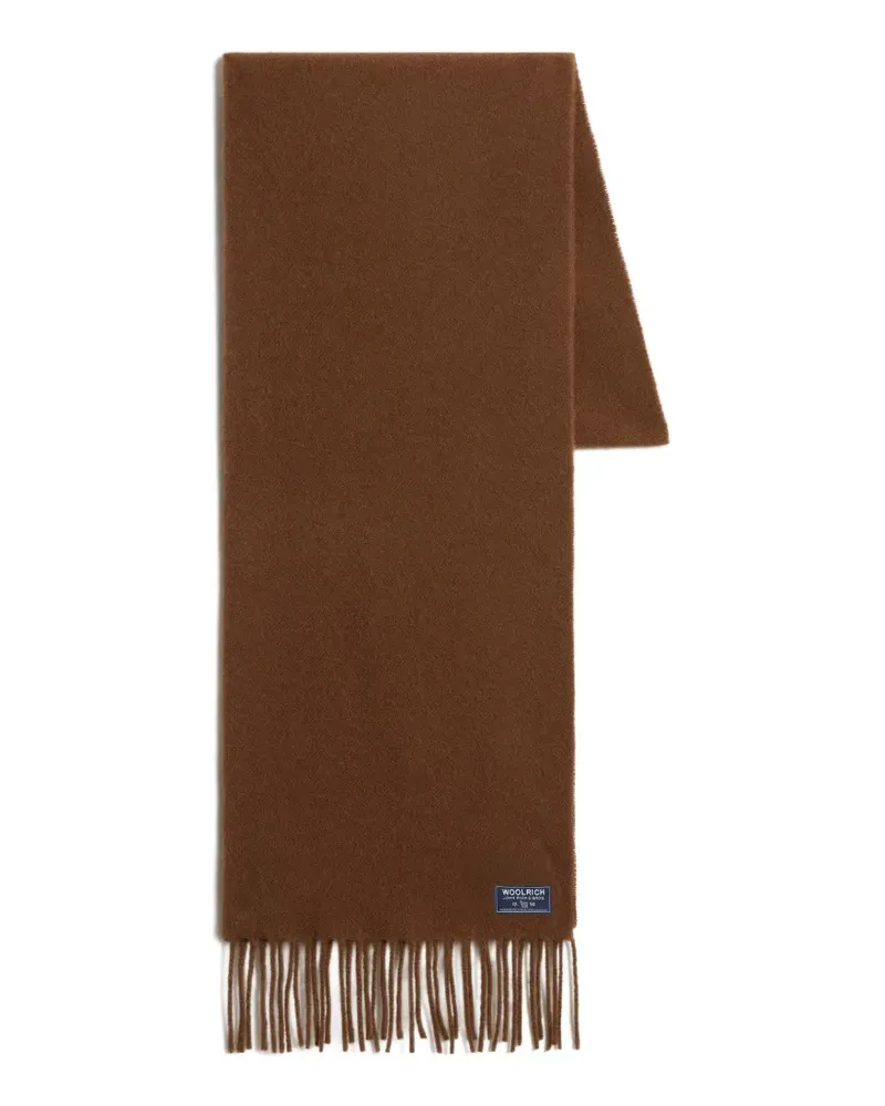 Woolrich Schal mit Fransen und Logo-Patch - Braun Braun