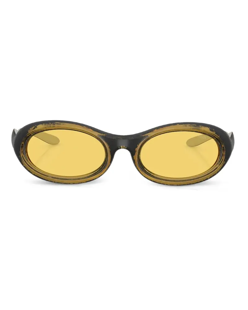 Diesel Sonnenbrille im Distressed-Look mit ovalem Gestell - Schwarz Schwarz