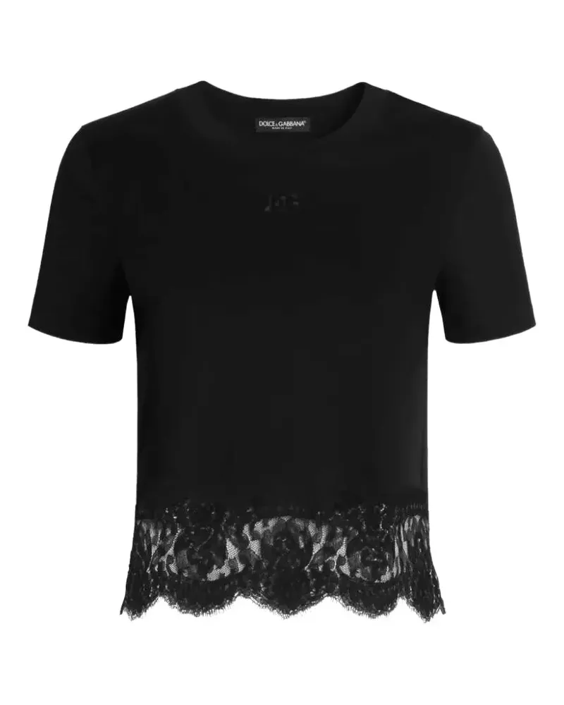 Jacquemus T-Shirt mit Spitzenbesatz - Schwarz Schwarz
