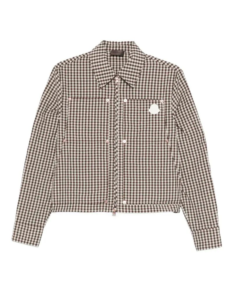 Moncler gingham logo-patch jacket - Braun Braun