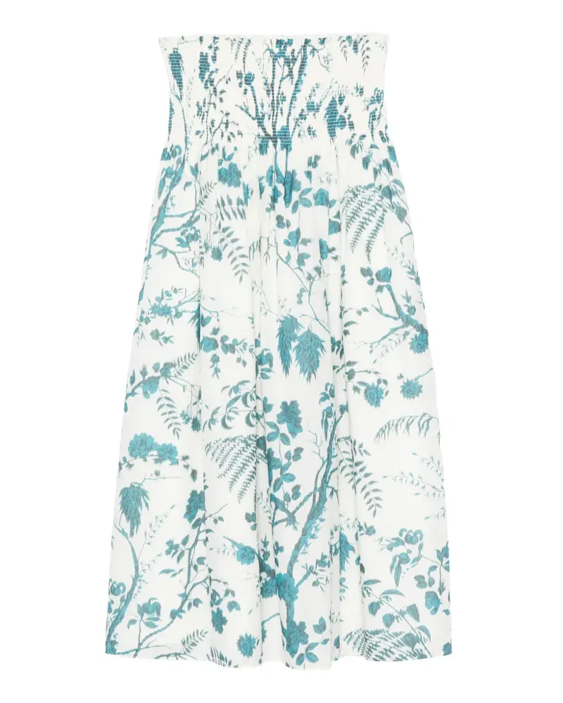 Erdem botanical-print smocked midi skirt - Weiß Weiß