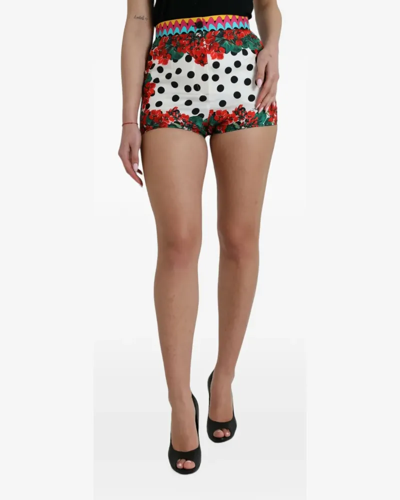 Dolce & Gabbana Shorts mit Polka Dots und Blumenprint - Weiß Weiß