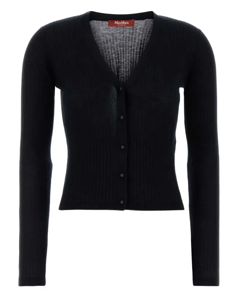 Max Mara Gerippter Potus Cardigan mit V-Ausschnitt - Blau Blau