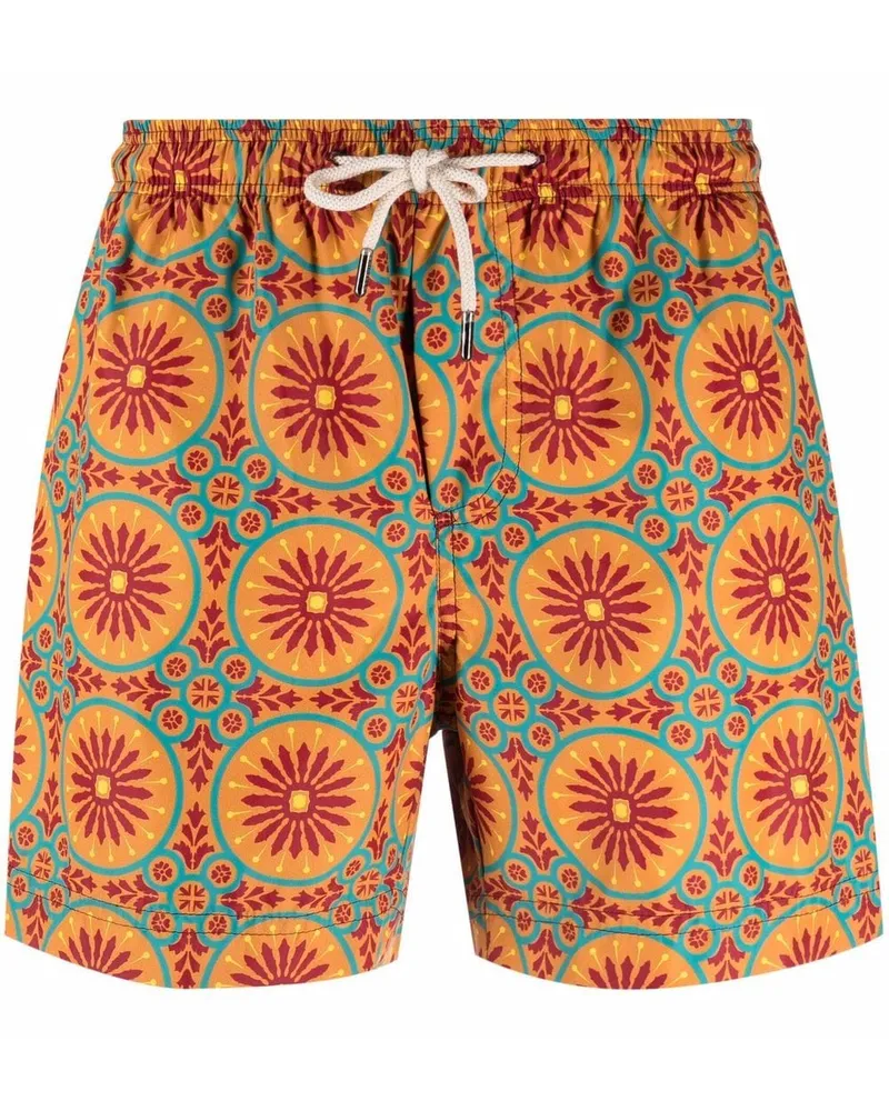 PENINSULA Badeshorts mit geometrischem Print - Orange Orange