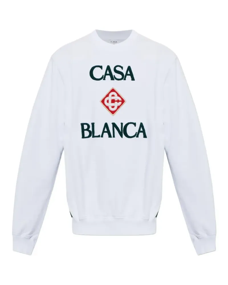 Casablanca Paris Weißes  Diamond Sweatshirt mit Logo-Stickerei Weiß