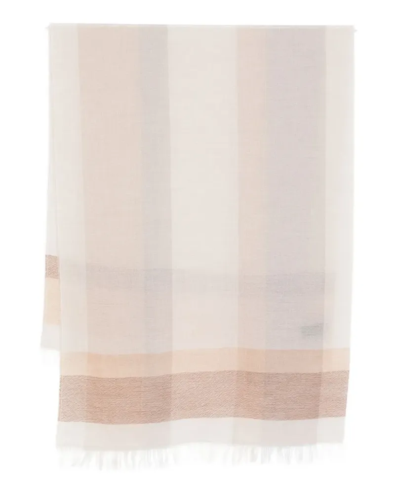 D.EXTERIOR striped fringed scarf - Weiß Weiß
