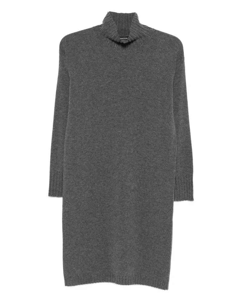 Fabiana Filippi Rollkragen-Minikleid mit verziertem Ausschnitt - Grau Grau
