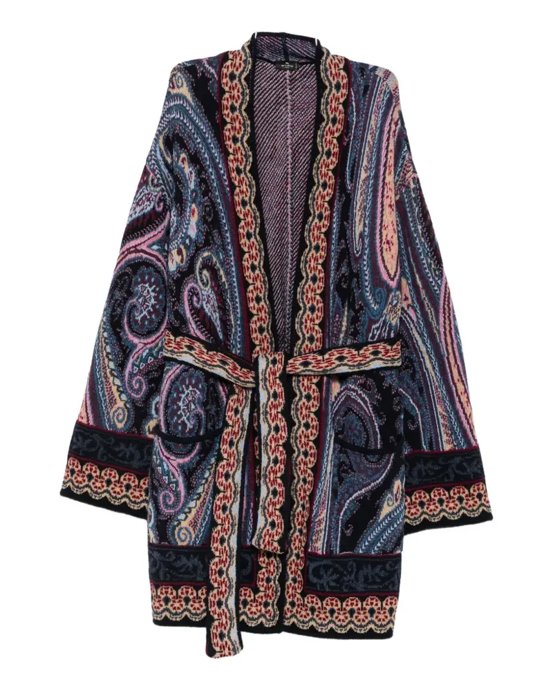 Etro Paisley-print belted cardigan - Blau Blau