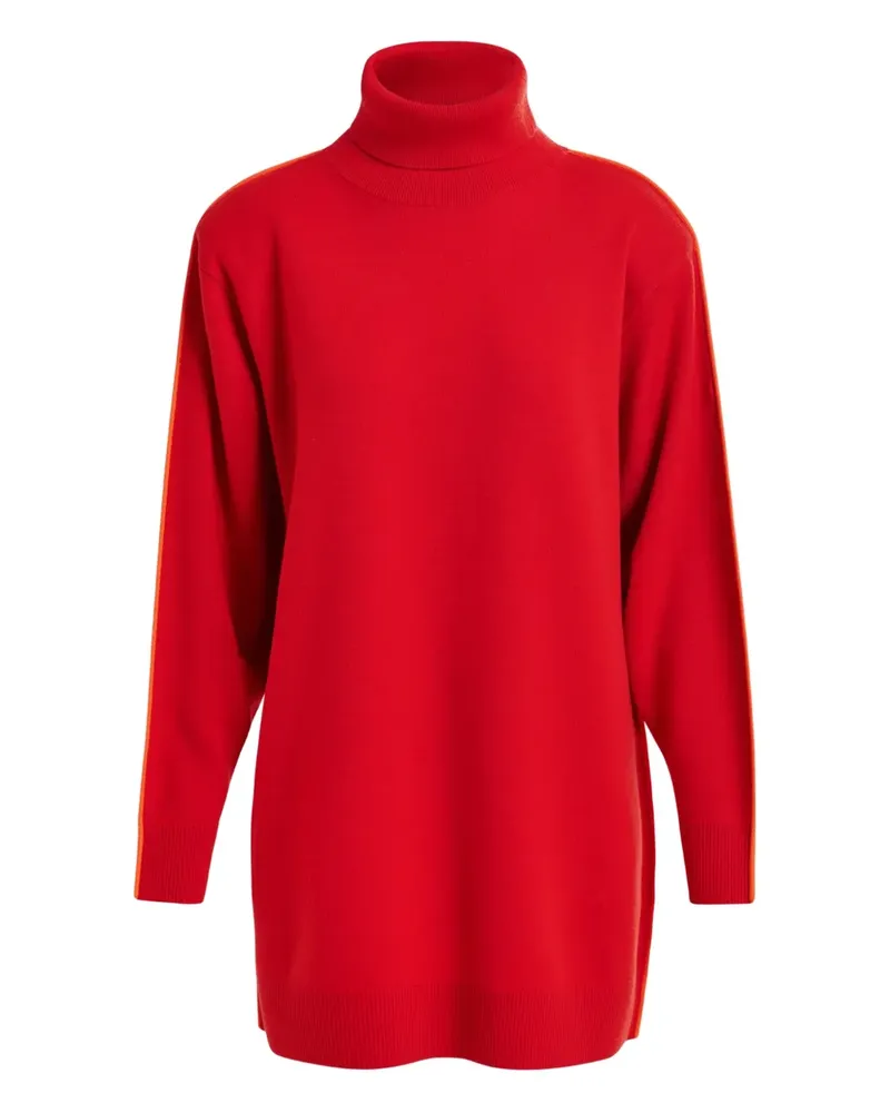 Essentiel Gestreiftes Kleid mit Rollkragen - Rot Rot