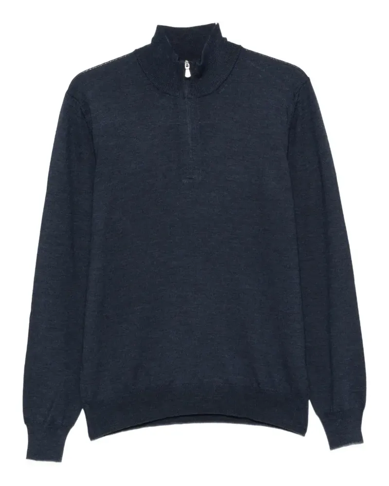 BARBA quarter-zip knitted sweater - Blau Blau