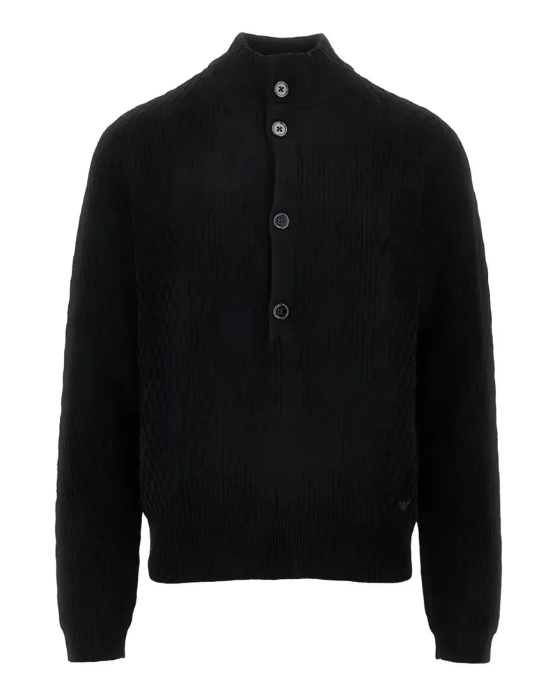Emporio Armani button-up textured sweater - Schwarz Schwarz