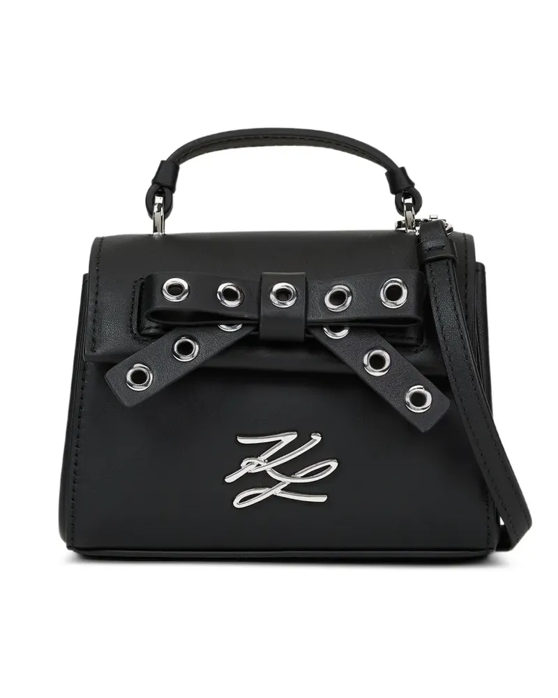 Karl Lagerfeld K/Autograph eyelet-embellished bow top handle bag - Schwarz Schwarz