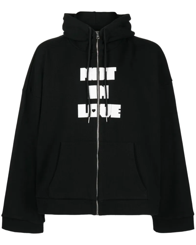Natasha Zinko Kapuzenjacke mit Text-Print - Schwarz Schwarz