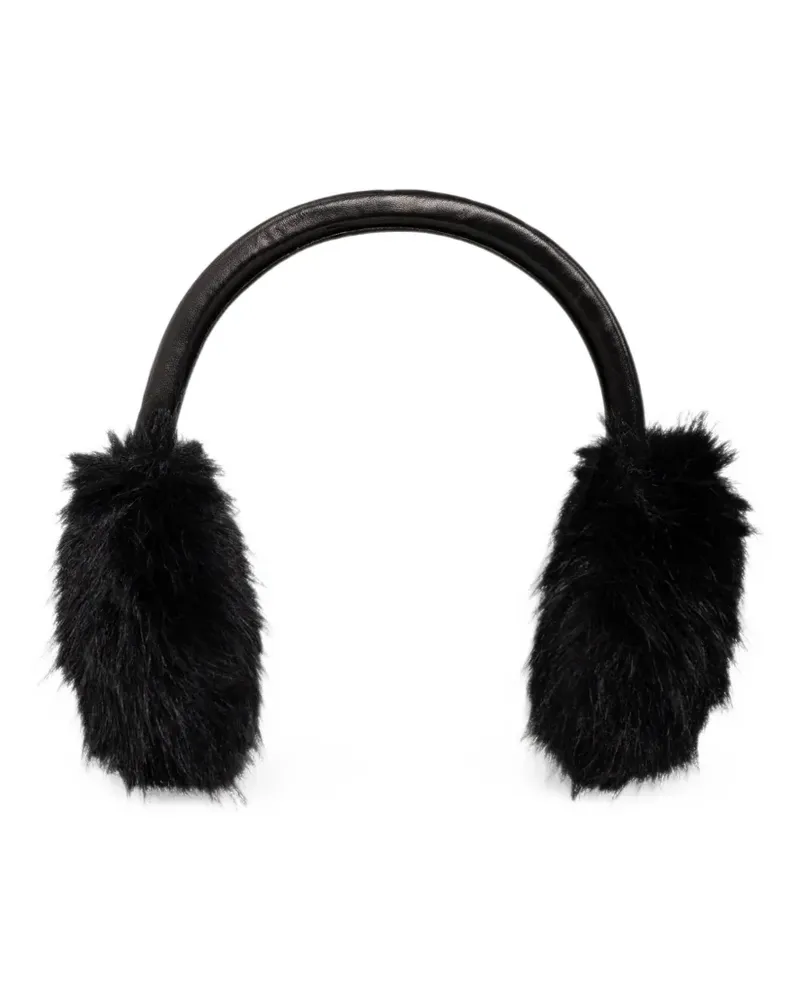 Balenciaga logo-print leather earmuffs - Schwarz Schwarz