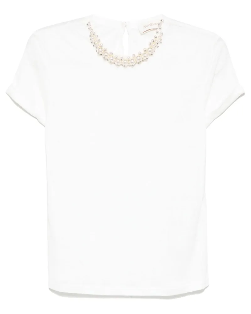 Zimmermann T-Shirt mit Knitteroptik - Weiß Weiß
