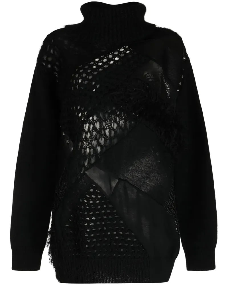 Junya Watanabe Rollkragenpullover mit Kontrasteinsätzen - Schwarz Schwarz