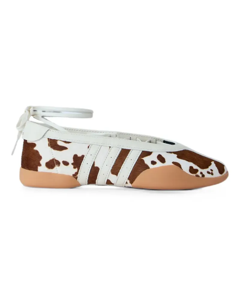 adidas Taekwondo Mei cow-print ribbon-tie ballet flats - Nude Nude