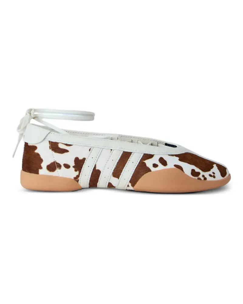 adidas Taekwondo Mei cow-print ribbon-tie ballet flats - Nude Nude
