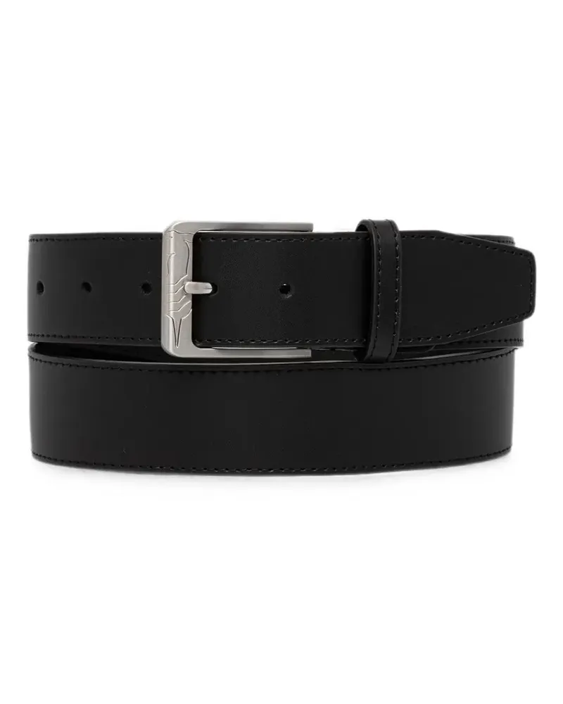 Trussardi engraved-logo buckle belt - Schwarz Schwarz