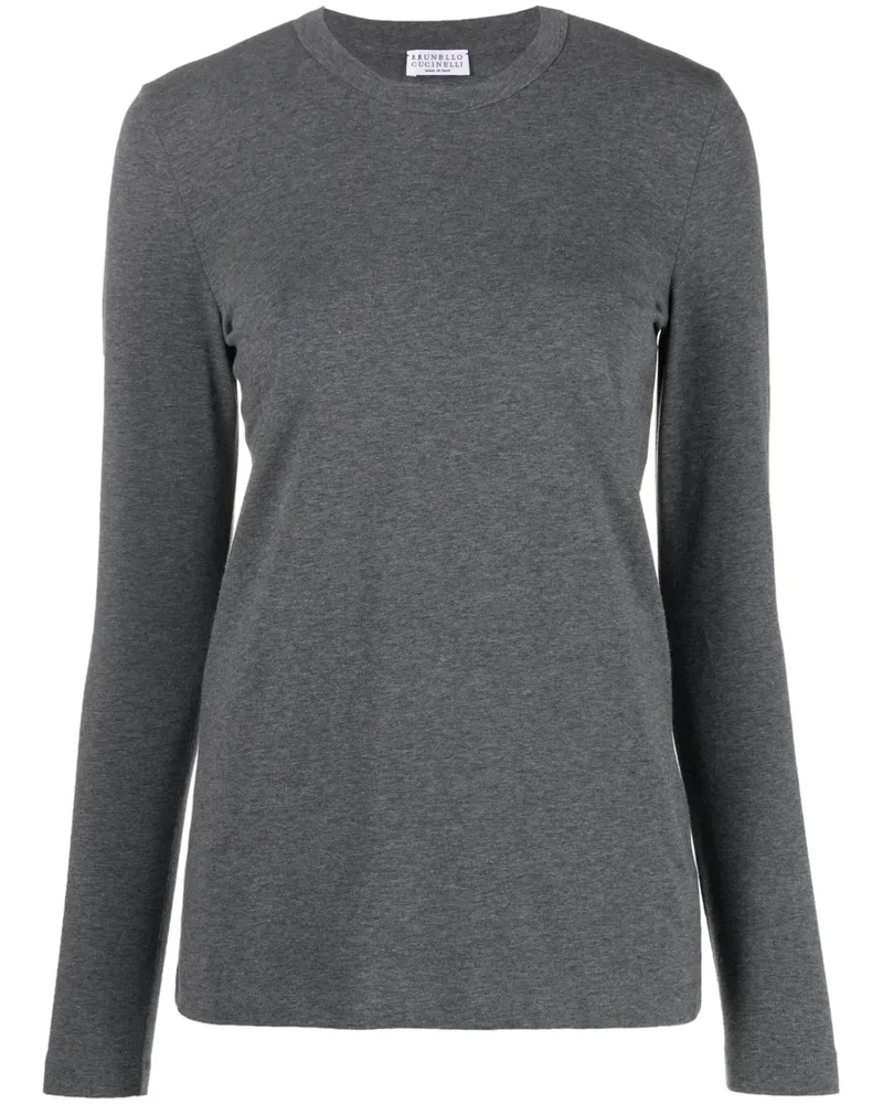 Brunello Cucinelli Meliertes Jersey-Oberteil - Grau Grau