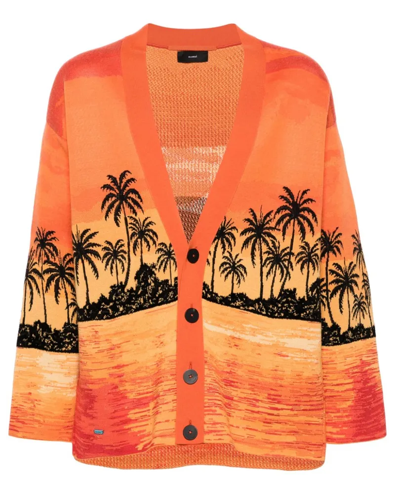 Alanui Kerala Sunset Intarsien-Cardigan - Orange Orange