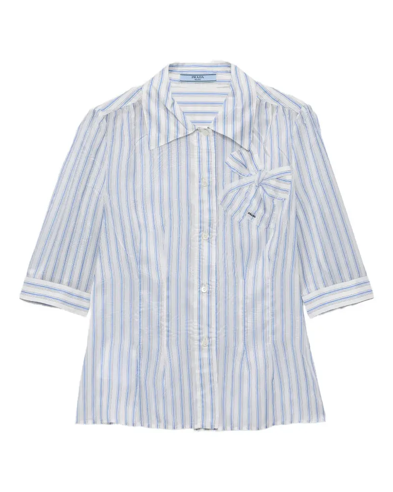 Prada Gestreiftes Hemd - Weiß Weiß