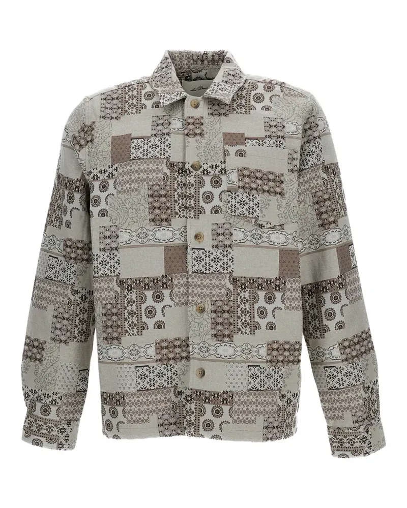 LES DEUX patchwork patterned shirt jacket - Nude Nude