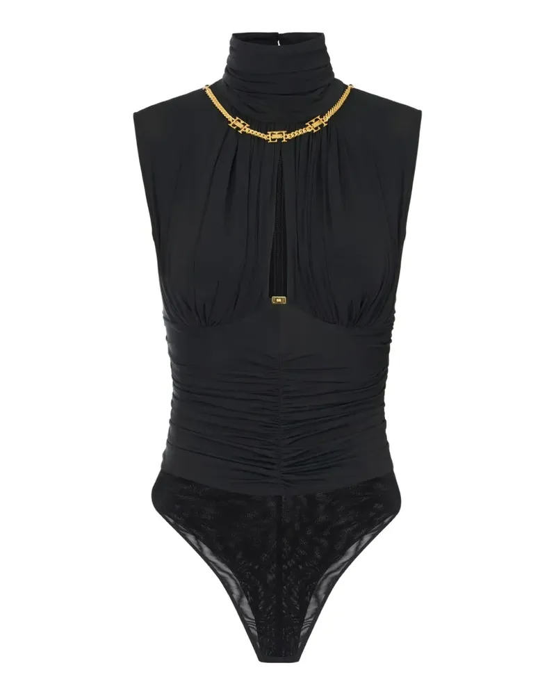 Elisabetta Franchi draped jewel-detail bodysuit - Schwarz Schwarz