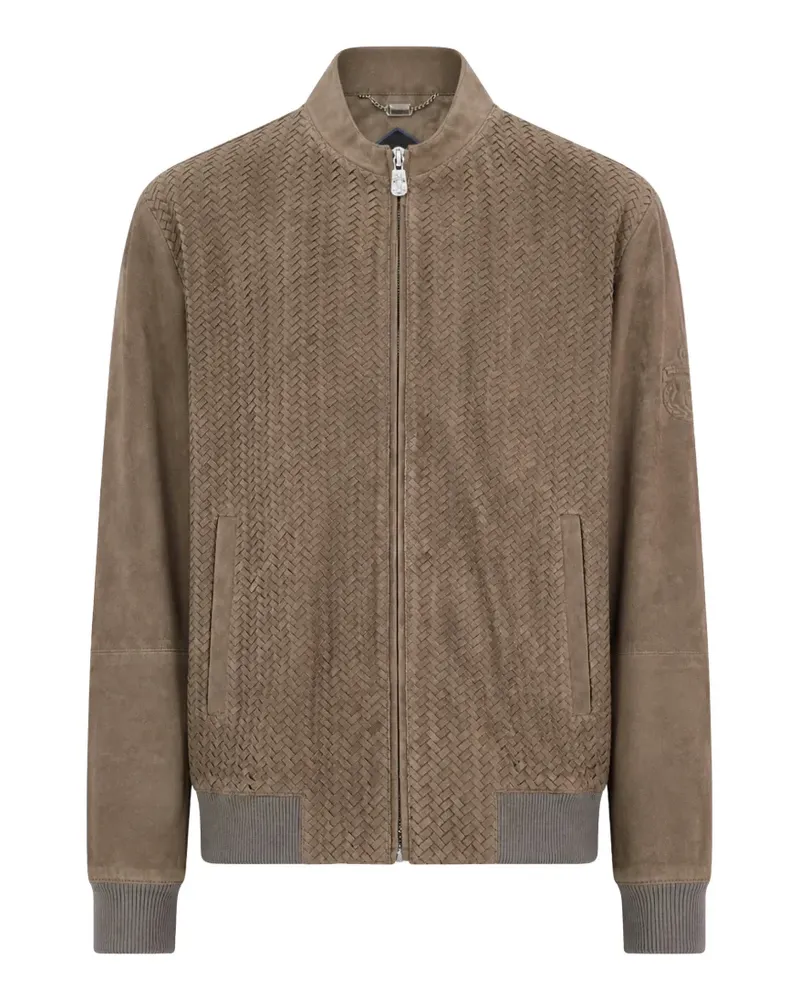 Billionaire woven-panel Alexander leather jacket - Nude Nude