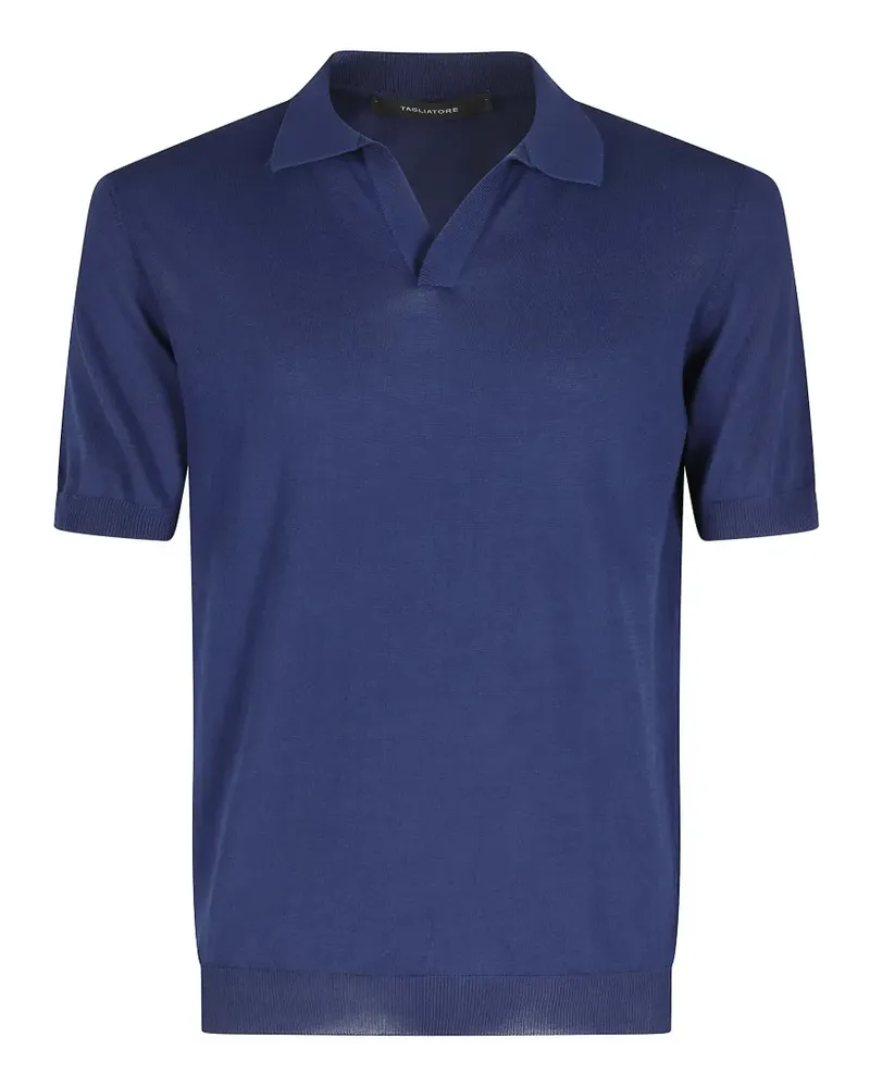 Tagliatore Poloshirt mit V-Ausschnitt - Blau Blau