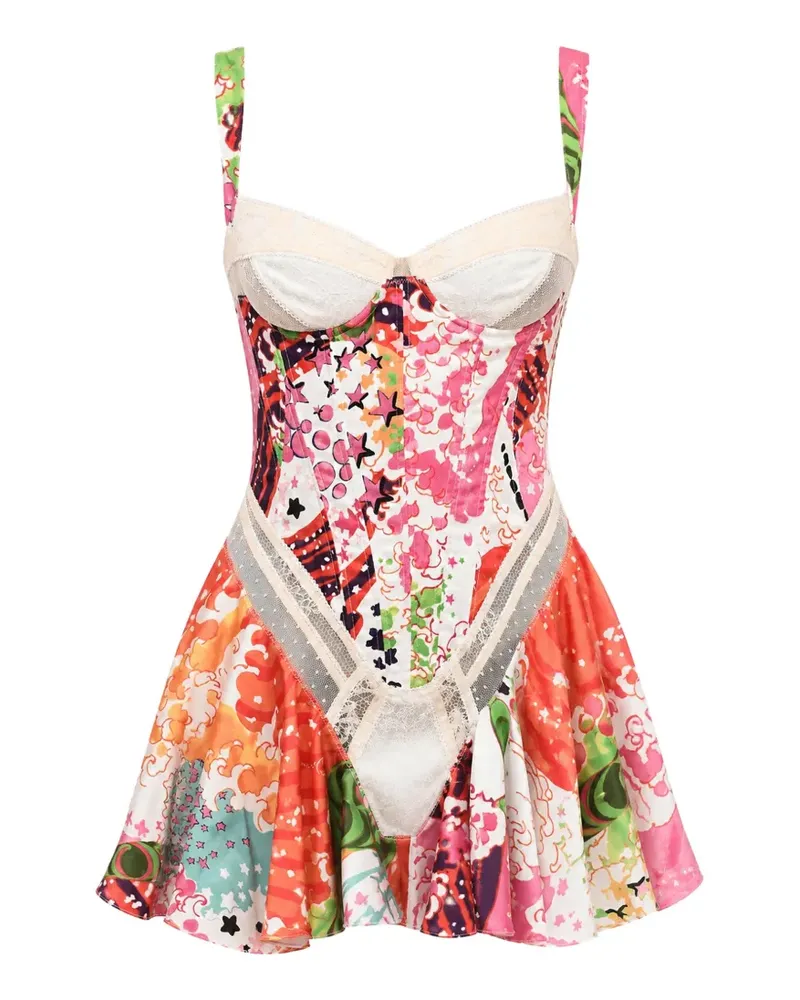 Dsquared2 floral-print mesh-detail dress - Rosa Rosa