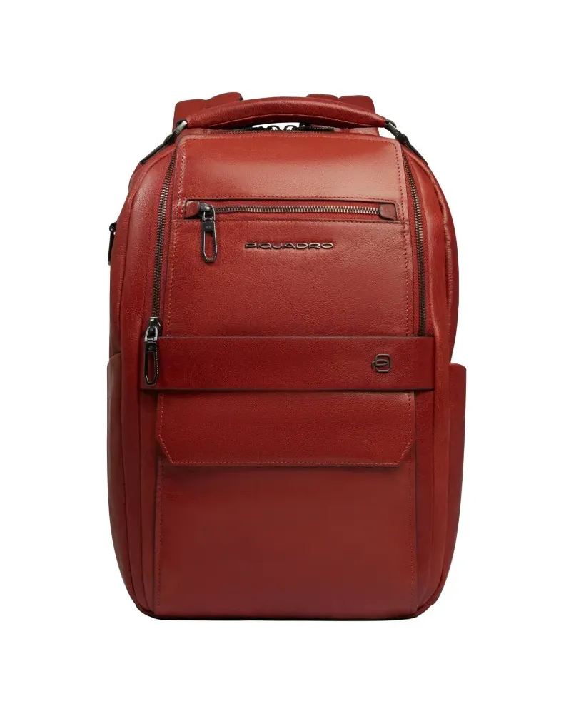 Piquadro Rucksack aus gekörntem Leder - Rot Rot