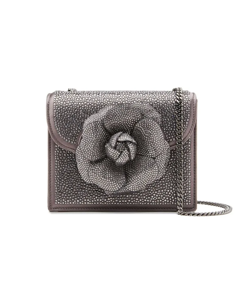 Oscar de la Renta Mini-Tasche mit Kristallen - Grau Grau