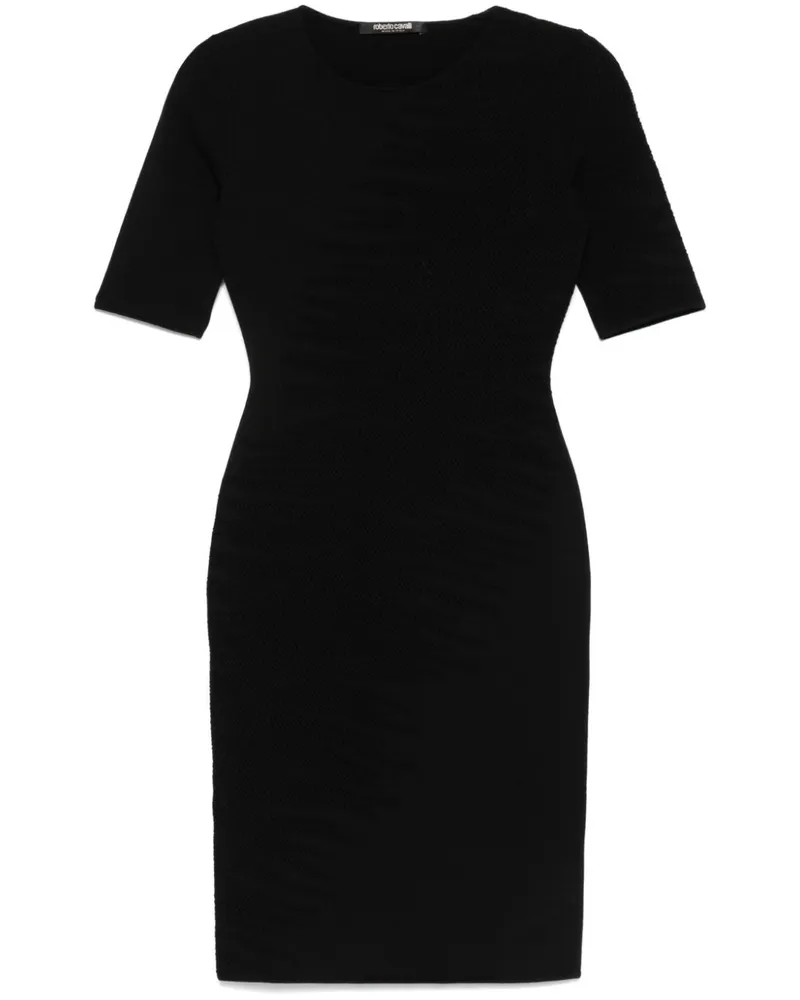 Roberto Cavalli Minikleid mit Lochstrickmuster - Schwarz Schwarz