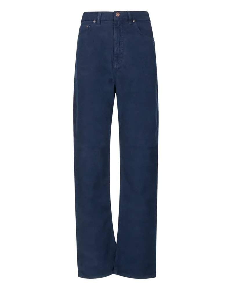 Victoria Beckham Jeans mit Logo-Patch in Cordoptik - Blau Blau