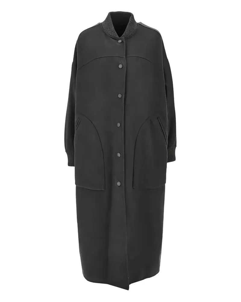 Max Mara rib-knit pocket parka coat - Grau Grau