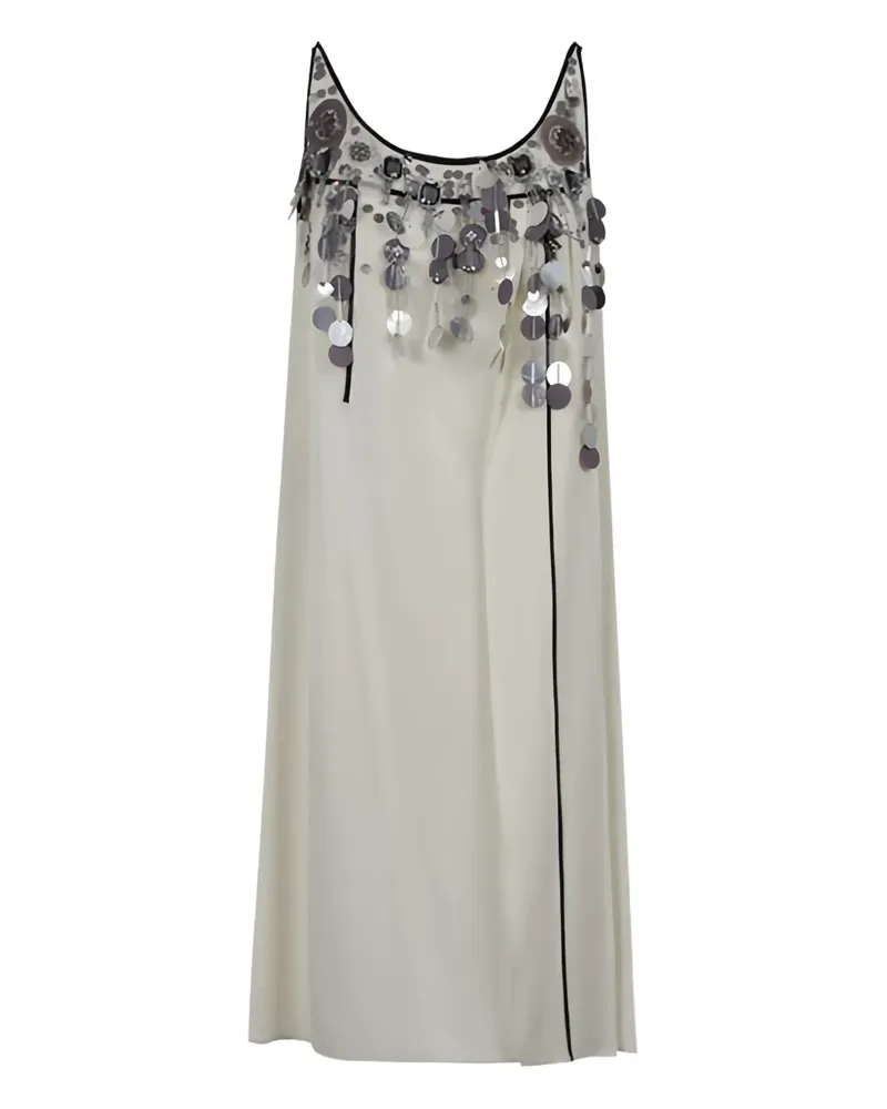 Prada Pailletten-Minikleid mit Perlen - Nude Nude