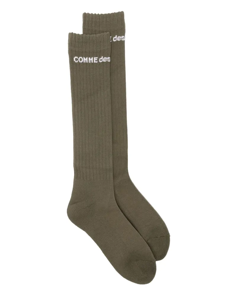 Comme des Garçons Gerippte Socken mit Logo - Grün Grün