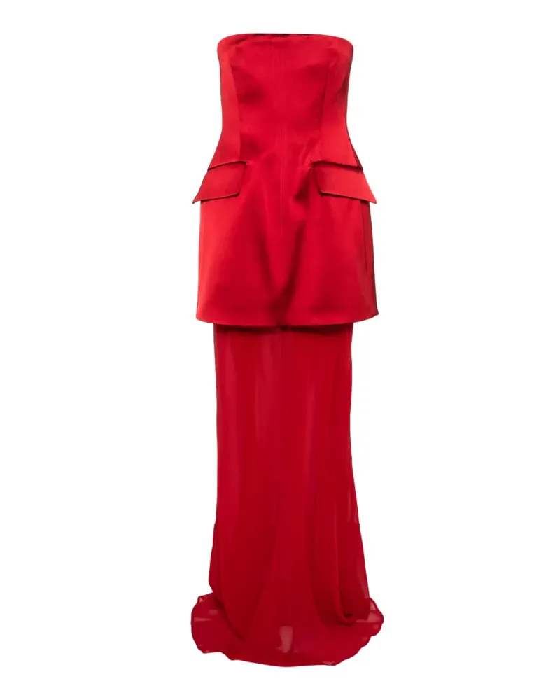 SPORTMAX strapless layered maxi dress - Rot Rot