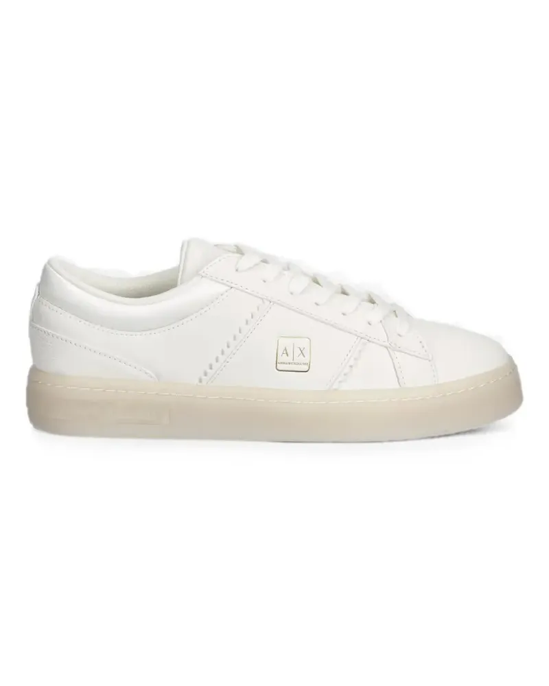 Armani Exchange logo-plaque zigzag-stitch sneakers - Weiß Weiß