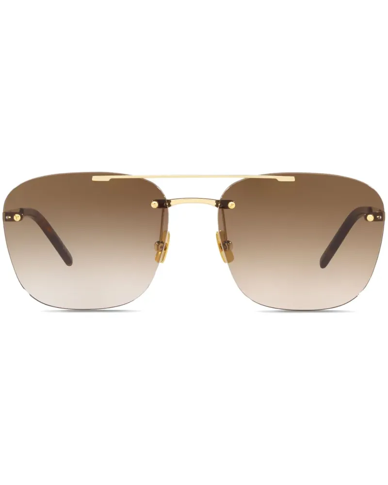 Saint Laurent Eckige Sonnenbrille ohne Rahmen - Gold Gold