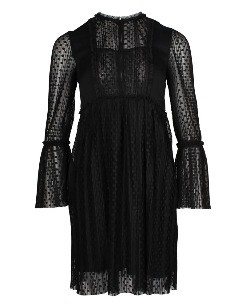 Maje Gepunktetes Kleid mit Falten - Schwarz Schwarz