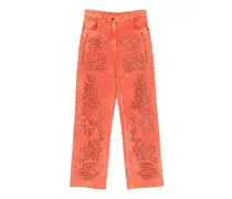 Acid-Wash-Jeans mit Perlen - Orange