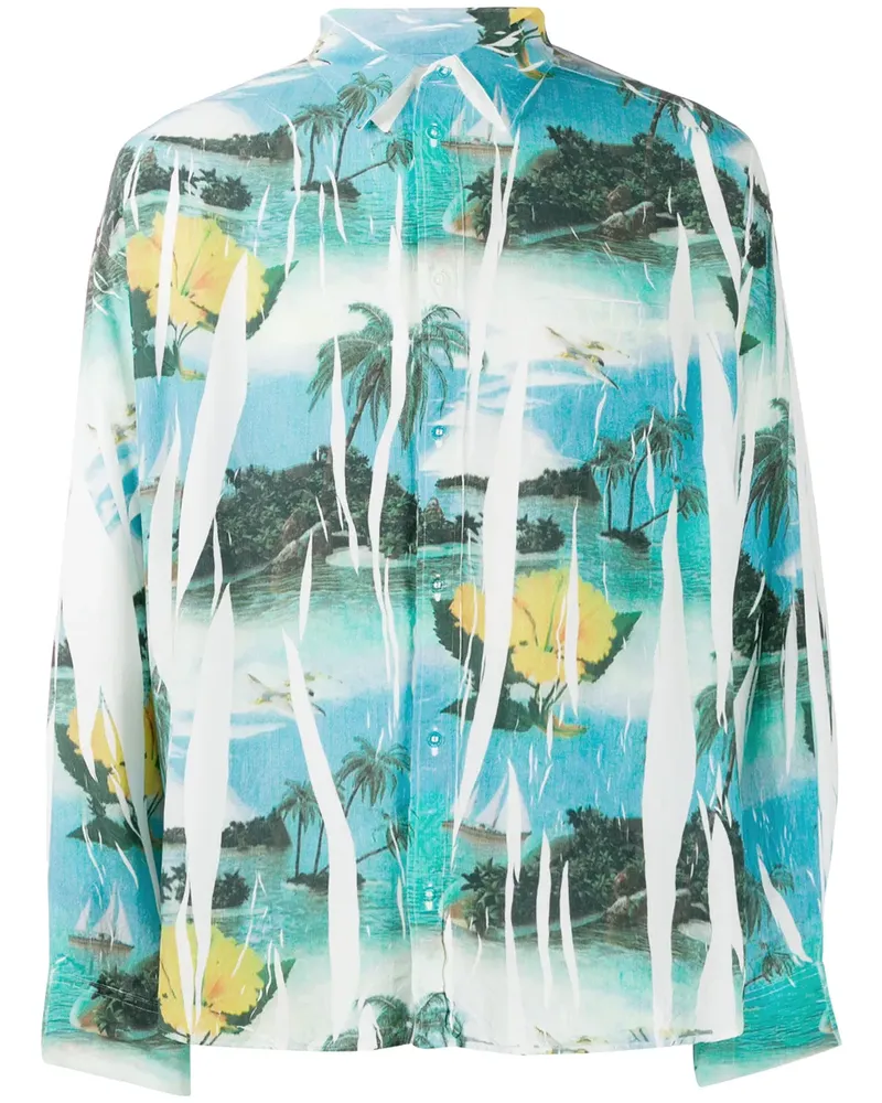 Doublet Hemd mit tropischem Print - Blau Blau