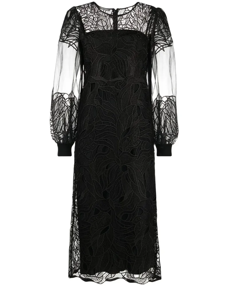 Alberta Ferretti Midikleid mit Spitze - Schwarz Schwarz