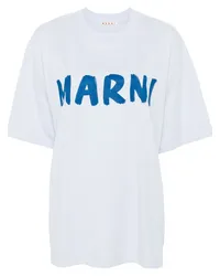 Marni T-Shirt mit Logo-Print Blau