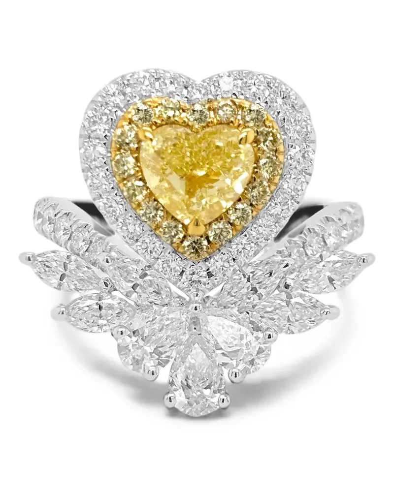HYT Jewelry Gelber Ring mit Diamant - Silber Silber