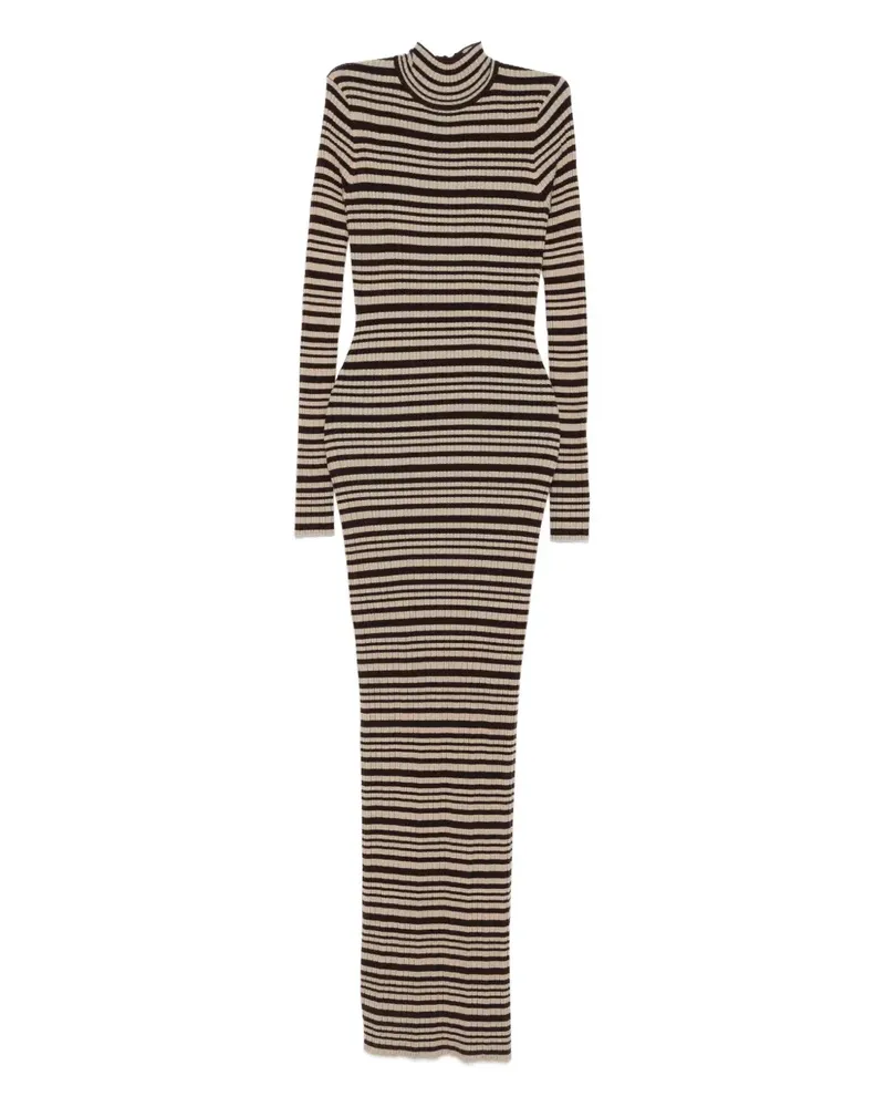Nanushka Gestreiftes Maxikleid mit Rollkragen - Braun Braun