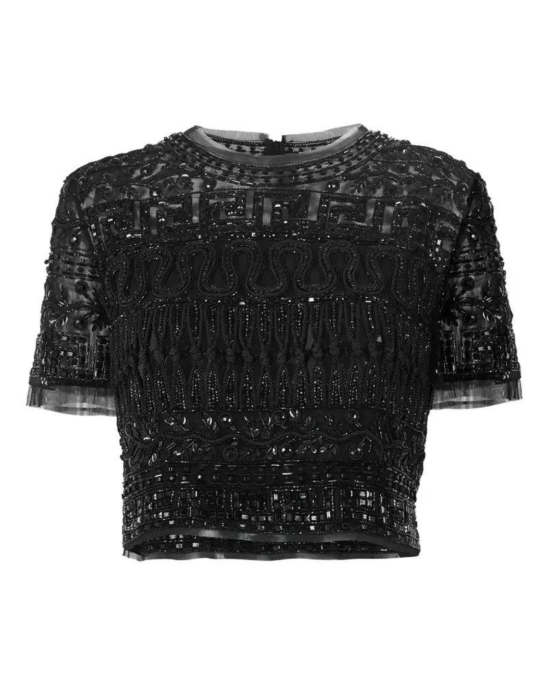 Carolina Herrera New York embroidered tulle cropped top - Schwarz Schwarz